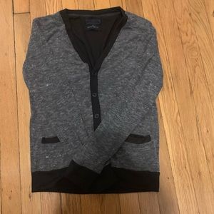 Grey and Black Cardigan Sweater